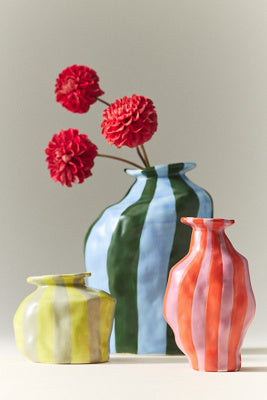 Netremord Maya Striped Ceramic Vase by Eline Leroy